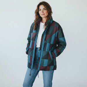 Vintage 90s Dani Colby Women's Patchwork Quilted Jacket Streetwear Coat Large L